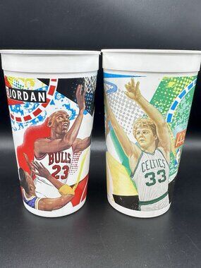 Michael Jordan Larry Bird 1994 McDonald’s Nothing But Net MVP’s Plastic Cups